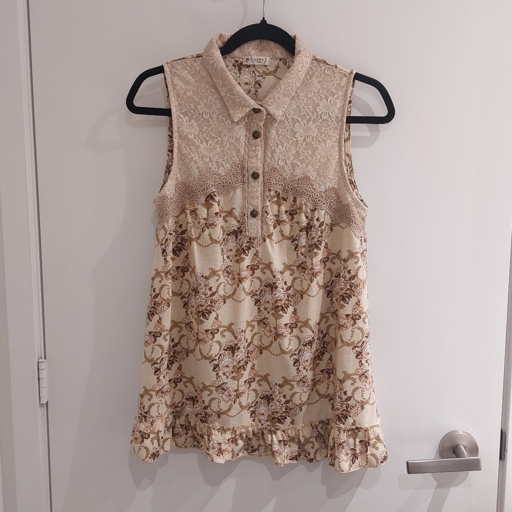 Axes Femme Ivory Lace Detail Top